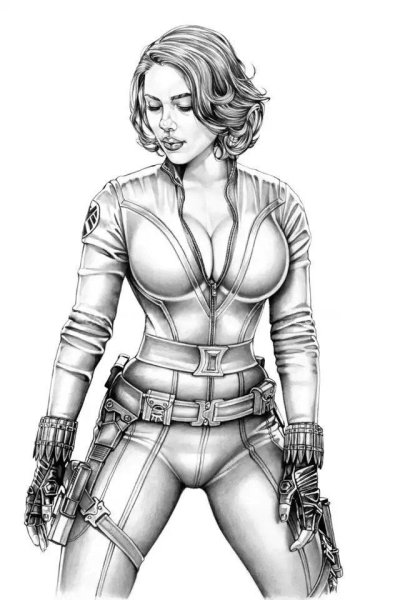 Черная вдова карандашом