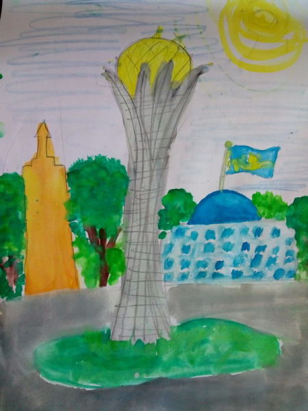 Байтерек рисунок карандашом