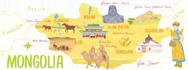 Достопримечательности Монголии на карте