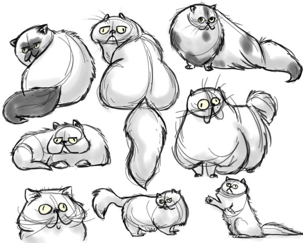 Толстый кот нарисованный