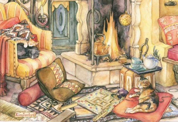 Камин в живописи