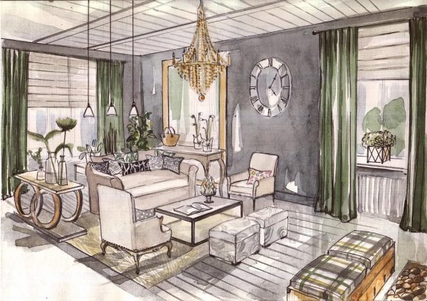 Дизайнерские эскизы интерьера