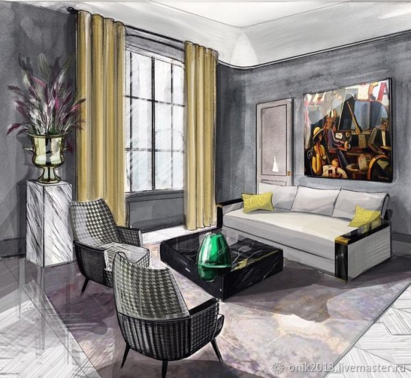 Дизайнерские скетчи интерьера