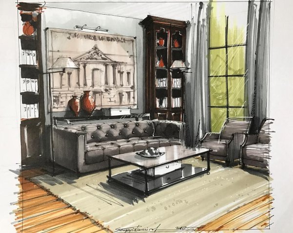 Тихомиров Сергей скетчинг интерьерный