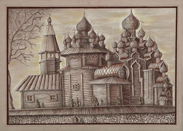 Храмовый комплекс Кижи гравюра