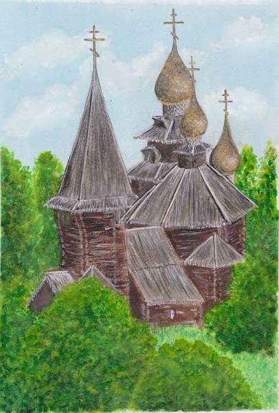 Деревянная Церковь иллюстрация