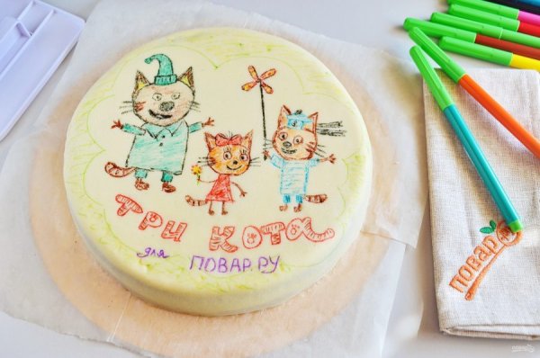 Кремовый тортик три кота