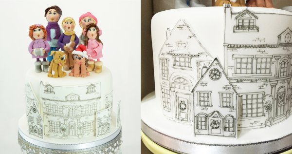 Торт нарисованный с домиком