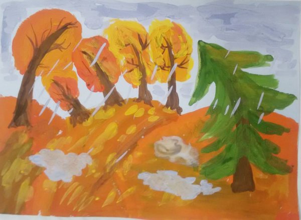 Бабье лето рисунки детей