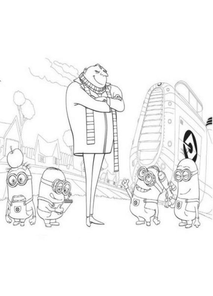 Грю с миньонами карандашом