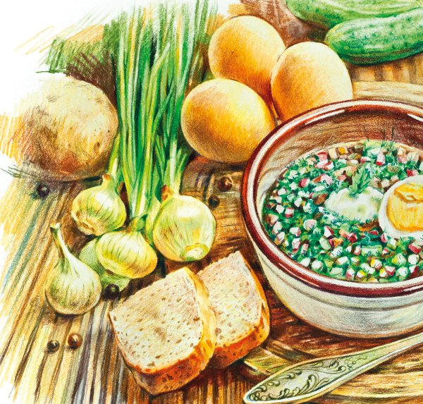 Рисование блюда русской кухни