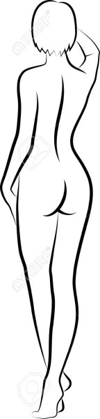 Женская фигура со спины силуэт