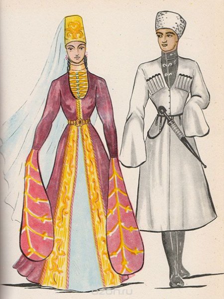 Национальный костюм кабардинцев Черкесов зарисовки