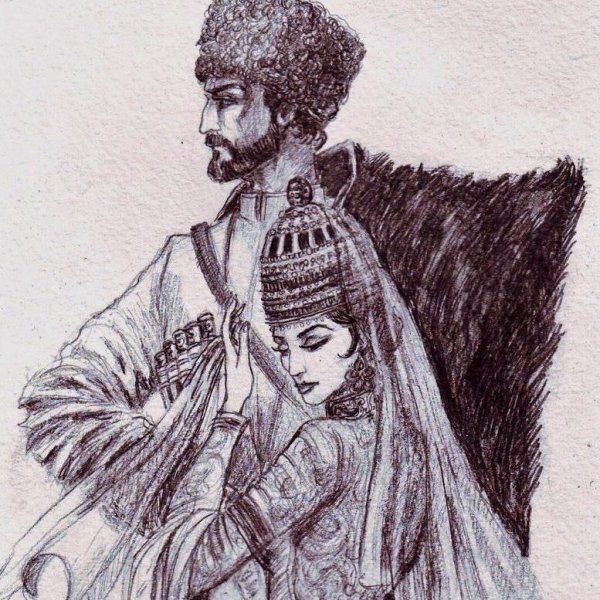 Нарисовать национальный костюм адыгов