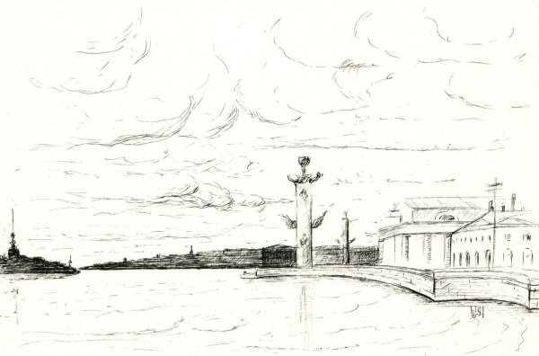 Дворцовый мост карандашом