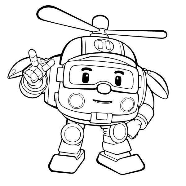 Раскраска Хелли из Робокар Поли