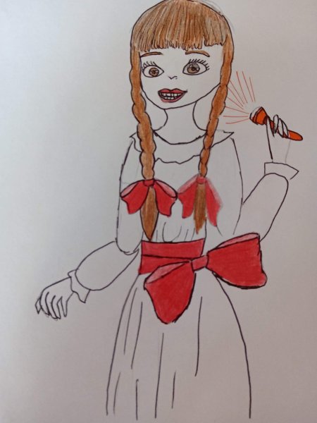 Срисовки куклы проклятие Аннабель