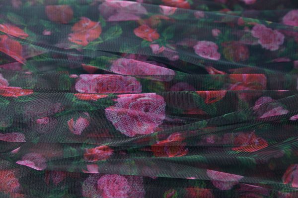 Сетка стрейч с принтом