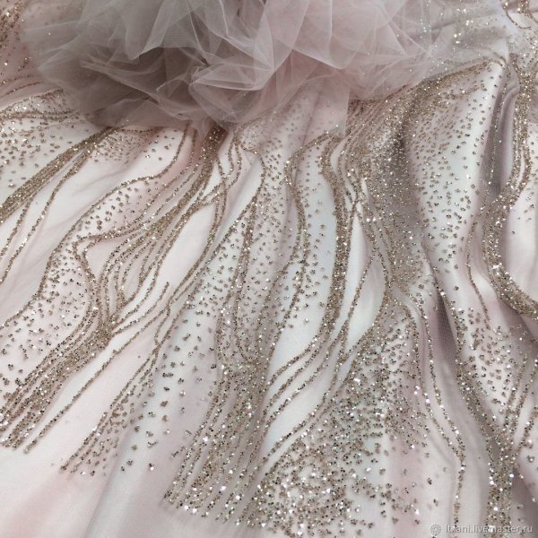 Ткань фатин с бусинами