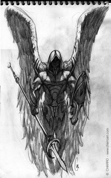 Карандашный набросок ангела смерти