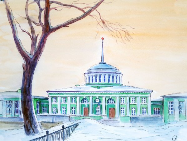 ЖД вокзал Мурманск рисунок