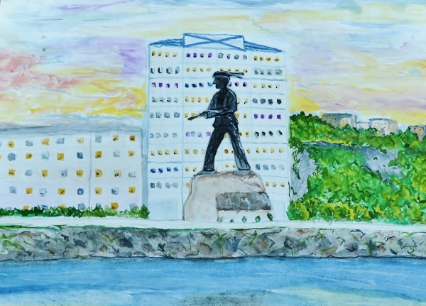 Памятник Алеше в Мурманске рисунок