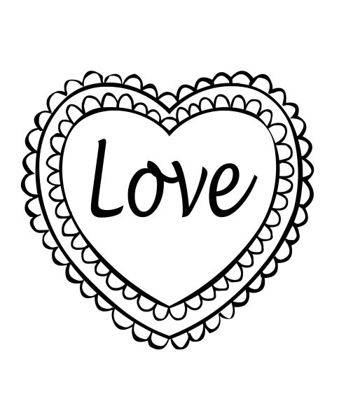 Сердце Love раскраска