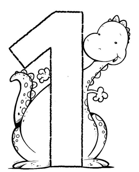 Цифра один для раскрашивания