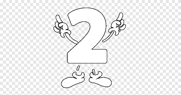 Цифра 2 контур на прозрачном фоне