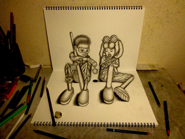 Рисунки карандашом прикольные 3д