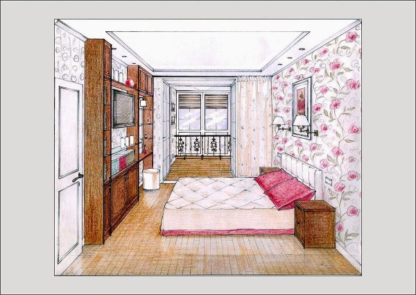 Скетч интерьера детской комнаты