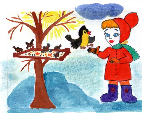 Рисование покормим птиц