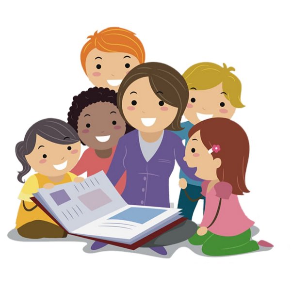 Учитель и дети на прозрачном фоне