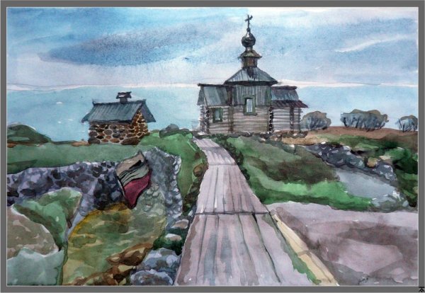 Кижи акварель