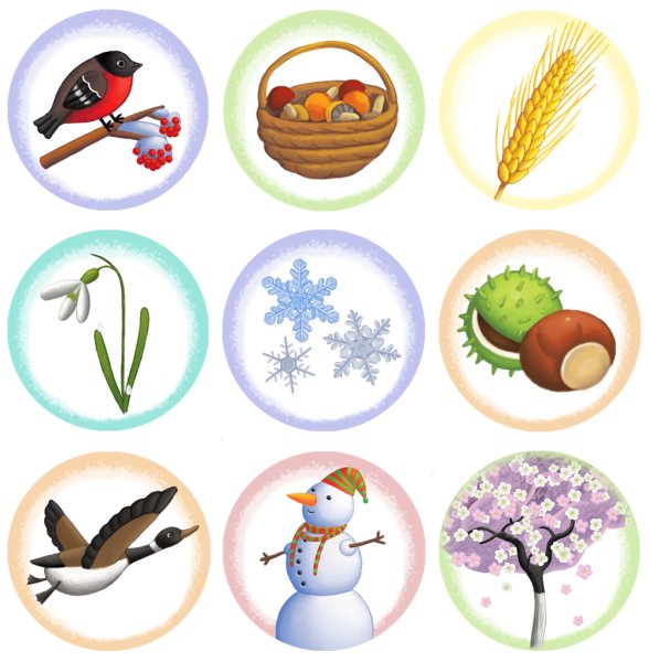 Времена года значки