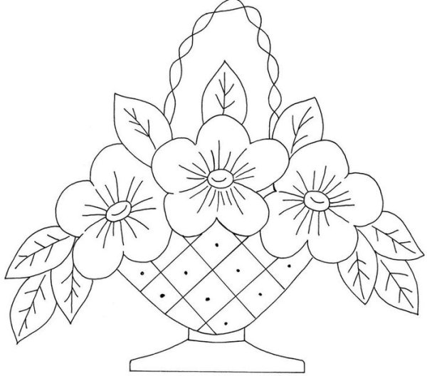 Корзинка с цветами раскраска
