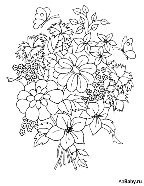 Раскраска букетцветтов