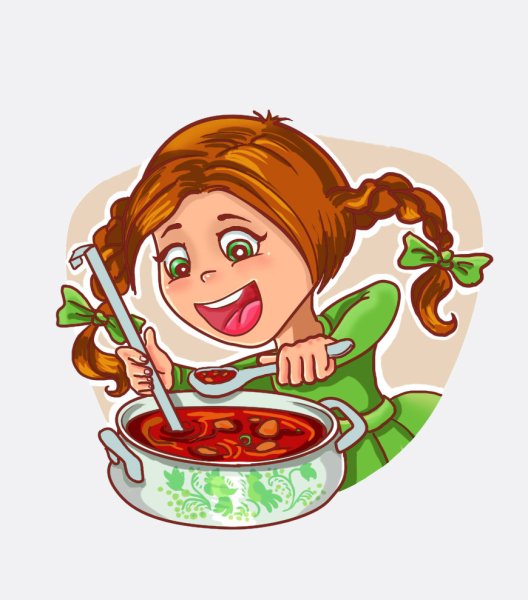 Девочка ест суп