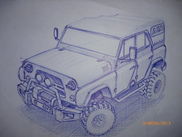 Нарисовать УАЗ 469