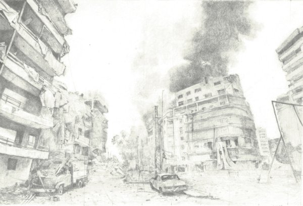 Разрушенное здание рисунок