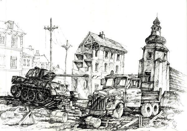 Рисование разрушенных зданий