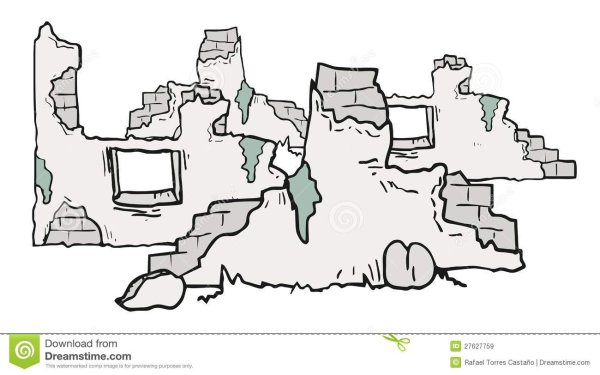 Разрушенное здание рисунок