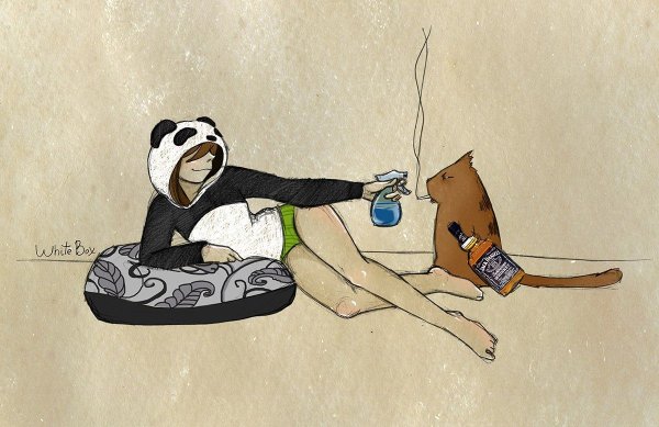 Девочка Панда и кот Барсик