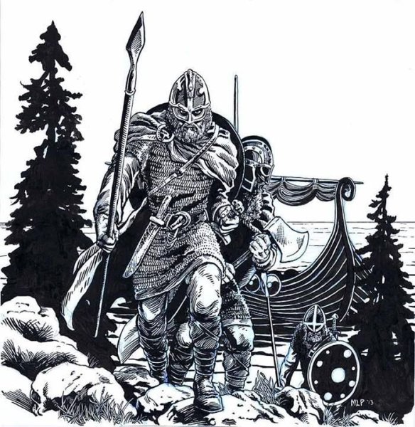 Рисунок воин Викинг Скандинавский Славянский