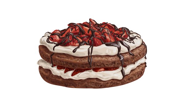 Шоколадный торт акварель