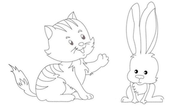 Раскраски для детей котики и зайчики