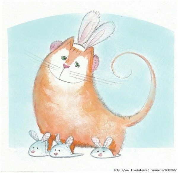 Раскраска котик и Зайка