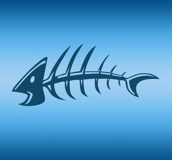 Скелет рыбы рисунок для детей