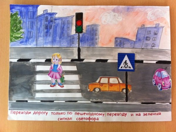 Детские рисунки на тему пешеход