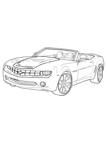 Раскраска кабриолет Мустанг сбоку